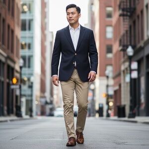 🌻Joseph & Feiss International Blue Worsted Wool Sports Coat Blazer Size 44R